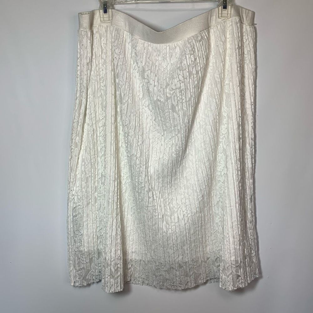 Maurices Womens Fully Lined Elastic Waistband Pleated Lace Jute Skirt White XXL